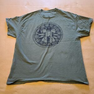 The Big Lebowski The Dude t shirt Vitruvian man Green Medium NO TAG